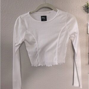 Pacsun Long Sleeve Cropped Lettuce Trim Top
